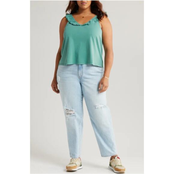 New ~ TREASURE & BOND ~ Ruffle Trim Sleeveless Organic Cotton Top Size 2X - Picture 8 of 8